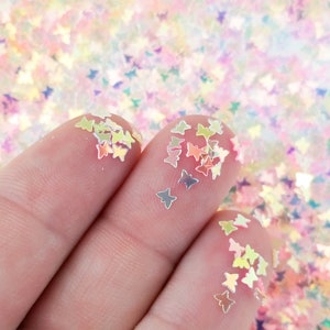 Ophelia Mix Iridescent Shift Translucent Schmetterling Glitter, Kawaii Decoden Glitter, Resin Verzierung, Slime Toppings, T31