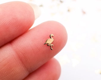 50 kleine 6 mm goudkleurige flamingo vogel cabochons, schattige kawaii nagel dierencabines, nail art bedel hars benodigdheden, hars add-on #1525