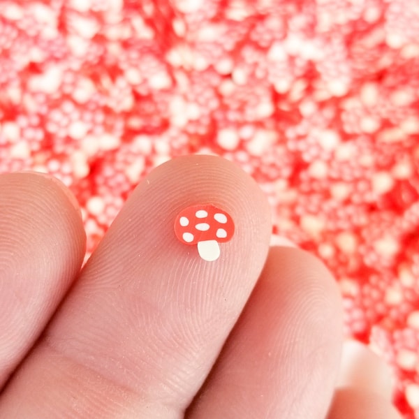 Fausses paillettes kawaii en pâte polymère champignon vénéneux, faux mélange pour saupoudrer en pâte fimo, Funfetti arc-en-ciel Decoden, M208