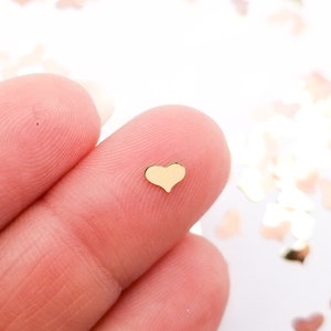 50 Tiny 5mm Gold Toned Heart Cabochons, Cute Kawaii Nail Valentines Cabs, Nail Art Charm Resin Supplies, Resin add-on #1511
