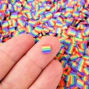 Tranches de pâte polymère drapeau de la fierté arc-en-ciel kawaii, tranches d'art d'ongle, paillettes artificielles, cabochons arc-en-ciel, embellissements en résine, M140