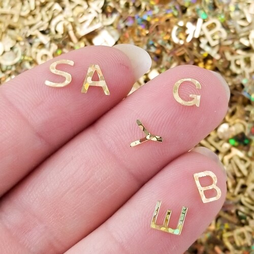 Gold Holographic Alphabet Glitter Letter Glitter Nail Art Etsy