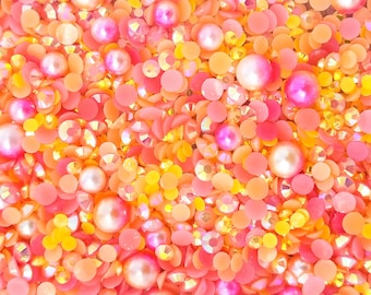 Mistura de Strass Pérola Caviar FLAMINGO, Strass de Resina, Pérolas Falsas, Mistura de Confeitos, Decoden K169