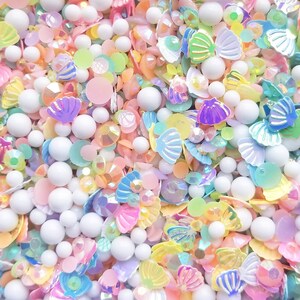 Sea Nettle, Mermaid Caviar Pearl Rhinestone Mix with Shell Glitters, Resin Rhinestones, Faux Pearls Sprinkle Mix, Glitter Mix, Decoden, K162
