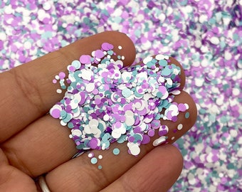 Mermaid Bubbles Solvent Resistant Round Circle Dot Glitter, Nail Art Decoden Shaker Mold & Resin Glitter F643