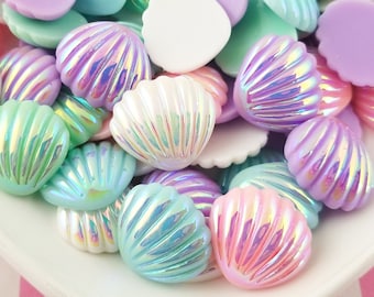 5 cabujones de conchas marinas iridiscentes en colores pastel surtidos n.° 739