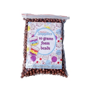 Large Bright Coco Puffs Brown Foam Beads for Slime, Cereal Foam, approx. 2 cups, Approx. 10 grams