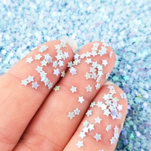 Lichtblauwe iriserende Shift Star-glitter, Kawaii Decoden-glitter, harsversiering, slijmtoppings, #U90