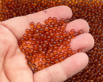 Cola Brown 4mm Round Translucent Pearls, Popping Boba Hard Resin Gumballs, Faux Nonpareil Acrylic Plastic Dragees, Caviar No Hole Beads P214