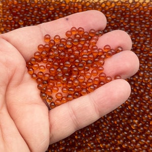 Cola Brown 4mm Round Translucent Pearls, Popping Boba Resin Gumballs, Faux Nonpareil Acrylic Plastic Dragees, Caviar No Hole Beads P214