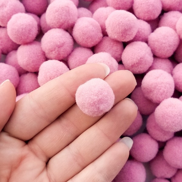 One Hundred 15mm Mauve Pink Mochi Balls, Pom Poms, Approx. 100 Pieces for Crafts and Slimes