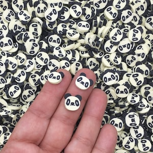 Größere dick geschnittene Pandabär-Fimo-Streusel, NICHT ESSBARE Panda-Streusel, Fimo-Tischstreusel, P2