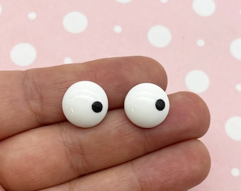 10 Fake Candy Eye Resin Flat Backed 12mm Cabochons, Cute Halloween Flatbacked Acrylic Plastic Fake Bake Doll Eyeball Cabs 187b