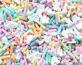 Mieszanka uszu myszy TOO SWEET, pastelowe posypki z białymi uszami myszy, sztuczne posypki z gliny polimerowej, Decoden Funfetti Jimmies E164