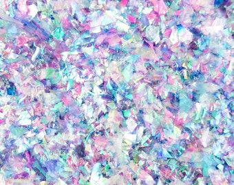 10 or 50 Grams Cotton Candy Cellophane Solvent Resistant Iridescent Chunky Glitter Sprinkle Toppings, Slime Supplies, Shard Confetti CEL 38