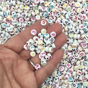 100 Multicolor 6mm Resin Alphabet Beads, Acrylic Plastic Multicolor Letter Mix, Diy Kids Beading Supplies J111