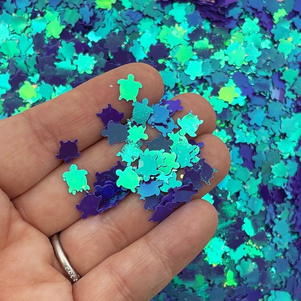 Blue Purple Iridescent Shift Turtle Shape Glitter, Ocean Glitter, kawaii shaker glitter,  Pick Your Amount, F833