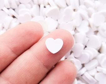 Larger Size White Polymer Clay Assorted Heart Sprinkles, Heart Nail Art Slices, Fake Heart, Miniature Heart, Pick Your Amount, S170