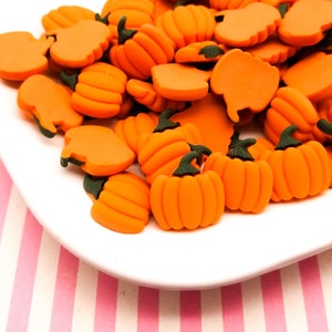 8 Fall Harvest Matte Pumpkin Cabs, Pumpkin Cabochons, Flat-backed Cute Halloween Cabochons, #1550