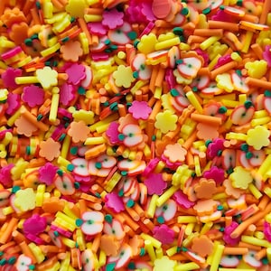 FALL HARVEST MIX Thanksgiving Fall themed Orange and Red Sprinkle Mix with Apples, Polymer Clay Fake Deco Table Scatter Confetti V194