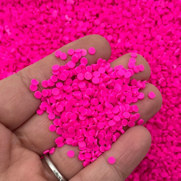 Hot Pink Magenta Mini Fake Candy Chip Polymer Clay Round Confetti Circles, Fake Sprinkles, Decoden Funfetti Jimmies S180