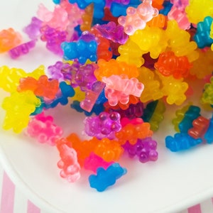Beperkte kleuren 10 veelkleurige Squishy zachte hars Gummy Bear Cabochons, 13x6x5mm, flexibele hars, #209
