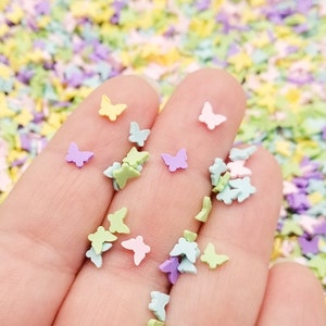 Granulado de borboleta em argila polimérica de cores sortidas em tons pastel, fatias de decoração de unhas com granulado fimo não comestível, granulado fimo falso, P30