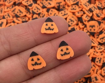Large Autumnal Pumpkin Halloween Polymer Clay Spooky Faux Sprinkles, Fake Bake Fimo Table Scatter Confetti, Tumbler Shaker Slime Supply N215