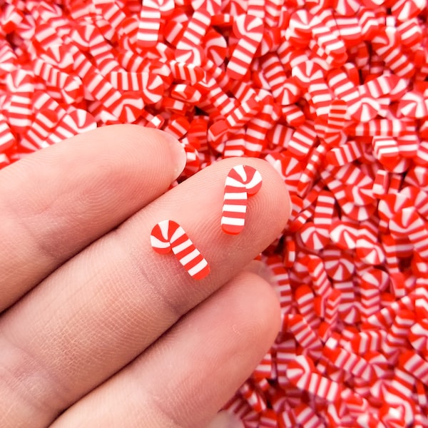 Large Candy Cane Peppermint Fake Polymer Clay Dessert Candy Slice Sprinkles, Mint Christmas Nail Art Slices, Miniature Dessert, N72