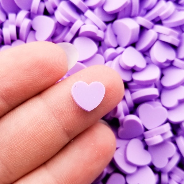 Larger Size Pale Purple Polymer Clay Assorted Heart Sprinkles, Heart Nail Art Slices, Fake Heart, Miniature Heart, Pick Your Amount, S169