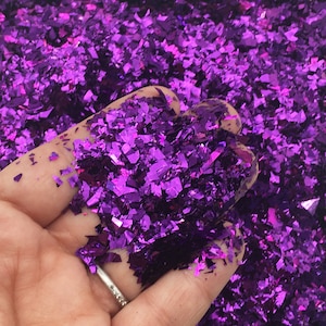 10 or 50 Gram Purple Metallic Cellophane Solvent Resistant Iridescent Chunky Glitter Sprinkle Toppings, Slime Supplies, Shard Confetti CEL 2