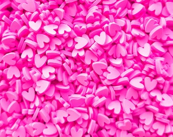HOT PINK HEART Polymer Clay Heart Sprinkles, Valentines Day Fake Sprinkles, Decoden Funfetti Rainbow Jimmies, S149