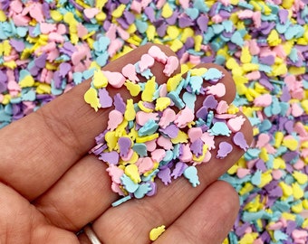 Pastel Easter Bunnies Sprinkles, NON EDIBLE Fake Polymer Clay Sprinkles, Easter Bunny Sprinkles, Fimo Sprinkle Mix, V46