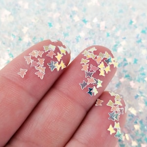 Arctic Clear Iridescent Shift Translucent Schmetterling Glitter, Kawaii Decoden Glitter, Harzverzierung, Slime Toppings, T25