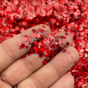 Red Pixie Dust Assorted Shape Solvent Resistant Glitter, Pick Your Amount, Shaker Mix, Kawaii Glitter F600