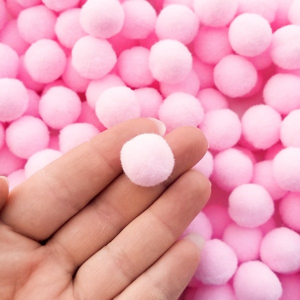 Fifty 20mm Pink Mochi Balls, Pom Poms, Approx. 50 Pieces for Crafts and Slimes