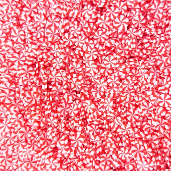 Red and White Peppermint Polymer Clay Dessert Candy Slice Sprinkles, Christmas Nail Art Slices, Faux Dessert, Miniature Dessert, R69