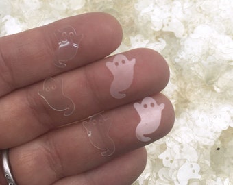 Clear Creepy Cute Ghost Confetti, Shaker Embellishment, Spooky Halloween Goth Glitter f741