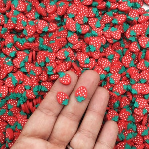 Fetta di frutta fragola di argilla polimerica di dimensioni più grandi spruzza, NON EDIBILE, fette di nail art, frutta finta, frutta in miniatura, R30