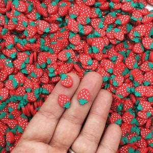 Larger Size Polymer Clay Strawberry Fruit Slice  Sprinkles, INEDIBLE, Nail Art Slices, Faux Fruit, Miniature Fruit, R30