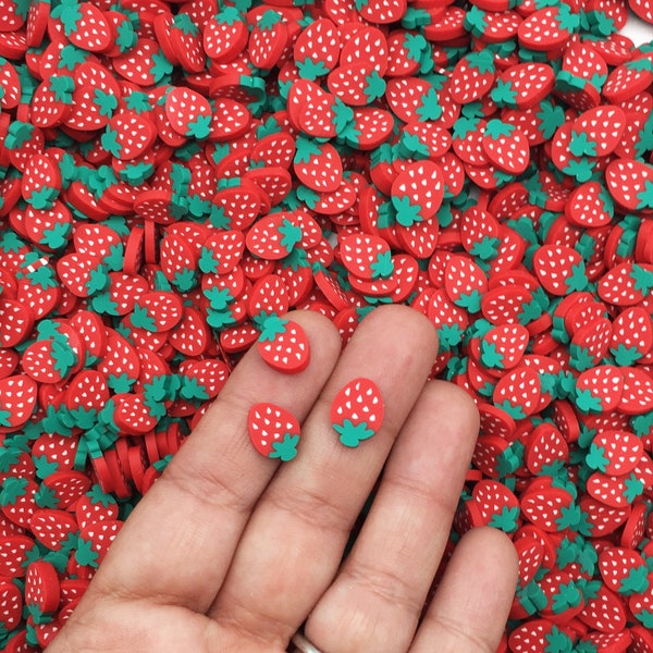 Larger Size Polymer Clay Strawberry Fruit Slice  Sprinkles, INEDIBLE, Nail Art Slices, Faux Fruit, Miniature Fruit, R30