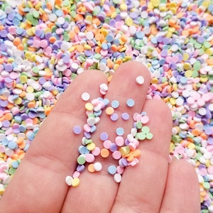 3mm Mini Pastel Rainbow Polymer Clay Round Confetti Sprinkles, Fake Sprinkles, Not Edible Decoden Funfetti Rainbow Jimmies, E30