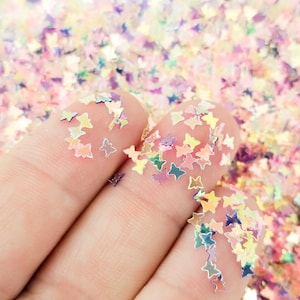 Oberon Mix Iridescent Shift Translucent Butterfly Glitter, Kawaii Decoden Glitter, Resin Embellishment, Slime Toppings, T32