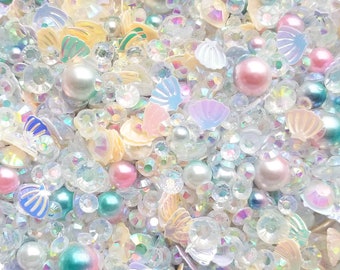 JELLYFISH Caviar Pearl Rhinestone Mix with Shell Glitters, Resin Rhinestones, Faux Pearls Sprinkle Mix, Glitter Mix, Decoden, K92