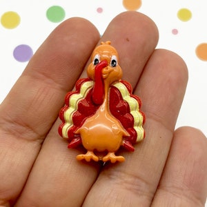 4 秋のフラットバック樹脂ターキーカボション、かわいい秋のフラットバックアクリルプラスチック感謝祭テーマカボション 187a