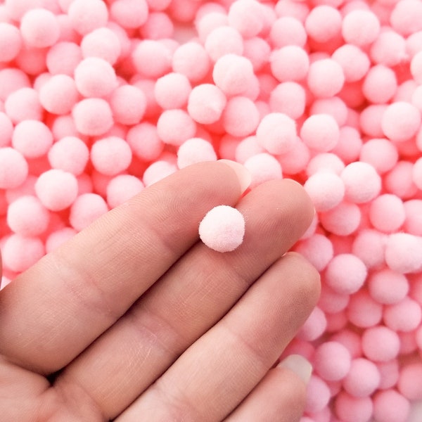 One Hundred 10mm Peachy Pink Mochi Balls, Pom Poms, Approx. 100 Pieces for Crafts and Slimes