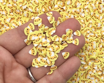 Smiling CANDY CORN Halloween Orange Candy Corn Sprinkle Slices, Fake Bake Fimo Table Scatter Confetti, Tumbler Shaker Slime Supply N139