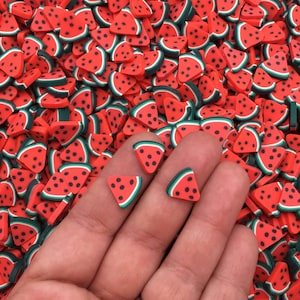 Larger 10mm Polymer Clay Watermelon Fruit Slice Sprinkles, Nail Art Slices, Faux Fruit, Miniature Fruit, R14