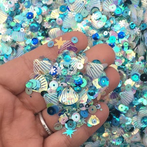 Iridescent Shift Blue Chunky Assorted Shape Glitter, Pick Your Amount, Shaker Mix, Kawaii Glitter T12