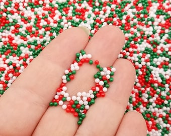 Non Comestible Noël Crunch vacances en verre saupoudré sans pareil, 2 mm faux Decoden Funfetti sans pareil, fausses perles de caviar, V91